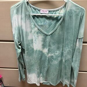 Pink Lily Mint Tie-Dye Long Sleeve Top